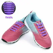 Easy Lazy No Tie Elastic Silicone Shoe Laces Cool Guy Shoelaces Sneakers Kids - Purple