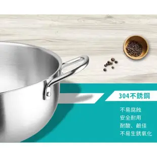 【Chieh Pao 潔豹】304不鏽鋼炸煮通用鍋 30CM 6.0L(強化玻璃蓋 火鍋 湯鍋)