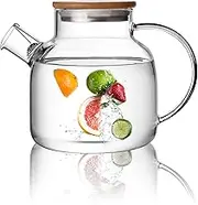 CnGlass Glass Teapot Stovetop Safe,40.6oz/1200ML Clear Teapots with Removable Filter Spout,Teapot for Loose Leaf and Blooming Tea
