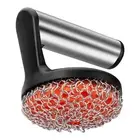 Cast Iron Scrubber with Handle, Stainless Steel Chainmail Cleaner for Pans4668