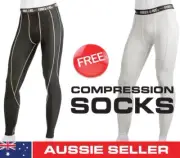 Mens + Youth Compression Tights Running Skins Kids Football Training Pants Socks