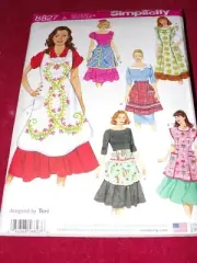 SIMPLICITY #8827 - LADIES GORGEOUS ( 6 STYLE ) APRON PATTERN S-L FF