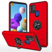 Samsung Galaxy A21S Compatible Case Cover With Shockproof Magnetic Ring Holder - Red
