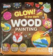 16 pcs Wooden Painting Kit-Glow in The Dark- Arts and Crafts for Kids Ages 6
