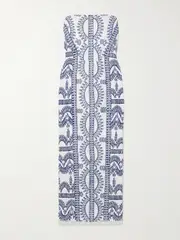[Charo Ruiz] Charo Ruiz - Ynisa Strapless Smocked Broderie Anglaise Cotton-blend Midi Dress - Blue - small small Blue