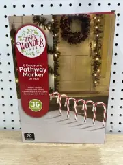 6 Winter Wonder Lane 10 inch Candy Cane Pathway Markers String Lights