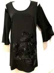 plus sz M / 18-20 TS TAKING SHAPE Moonlit Night Tunic Top Cold Shoulder NWT!