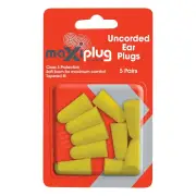 Maxisafe Uncorded Tapered Soft Foam Earplugs Blister 5 Pairs Class 5