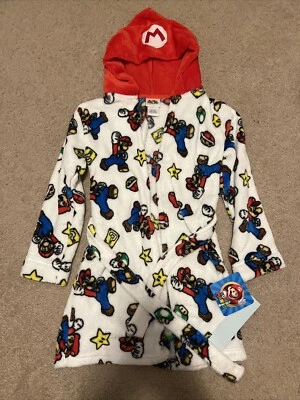 New Super Mario Bros Bathrobe Bath Robe Pajamas Size 8 Small Medium White