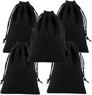 Veemoon 5pcs Multifunctional Flannel Drawstring Bags for Hair Dryer Storage Jewelry and Durable Lint Pouches Black Easy to Open Secure with Strong Drawstrings