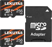 256GB Micro SD Card 2 Pack, microSDXC UHS-I Flash Memory Card TF Card with Adapter, 100MB/s, C10, U3, A2, V30, for Full HD, 4K UHD Video Recording, High Speed TF Card