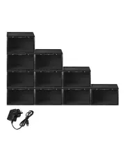 [Stacked] LED Voice-Activated Display & Storage Boxes in Black