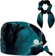 [YTYVAGT] Scrub Caps Women,Scrub Hats Suitable for Women,Jungle Animal Wolf Pattern