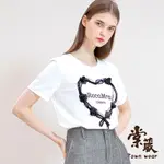 【TOWNWEAR棠葳】立體玫瑰花棉質上衣(中大尺碼/女上衣/女上著/印字/短袖/休閒/棉T/短T/T恤)