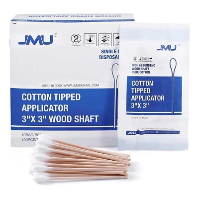 Up to 2000Pcs JMU Cotton Tipped Swabs Q Applicators Wooden Handle Medical use 3"
