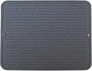 Zingtsing Silicone Dish Drying Mat, Multiple Usage Dish Drying Mat, Easy to Clean,Heat-Resistant Silicone Mat for Kitchen Counter/Sink/Bar/Bottle/Cup (Grey)