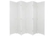 Woven Room Divider Screen White 6 Panel