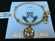 Alex and Ani Claddagh Crystal Heart Bangle Rafaelian Gold Bracelet New with tags
