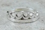 UNIQUE 925 STERLING SILVER CROWN BAND RING size 6 style# r3011