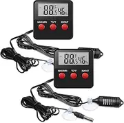 Weewooday 2 Pcs Reptile Thermometer and Humidity Gauge Reptile Terrarium Thermometer Hygrometer with Probes Indoor Outdoor Digital Pet Temperature and Hygrometer Gauge for Pet Keeping