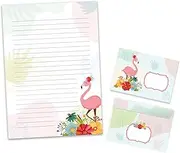 Writing Paper Set Letter Pad with Envelope for Boys Girls Kids Flamingo (A4 Pad with 25 Sheets + 15 Envelopes)