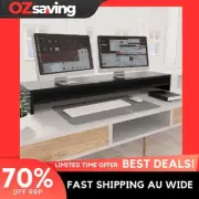 monitor stand black shelf engineered wood 100x24x13 cm desk 0334