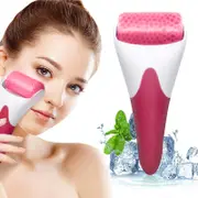 Face Ice Roller Massage - For Face & Eye Puffiness Relief, Shrink Pores, and Tighten Skin - Red Handle