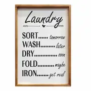 Country Farmhouse Sign Laundry Sort Wash Dry Framed Wall Art