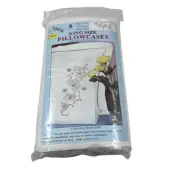 Fluttering Butterflies Stamped Embroidery Pair of King Pillowcases & Floss