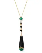 Bloomingdale's Fine Collection Black Onyx, Malachite & Diamond Pendant Necklace in 18K Yellow Gold, 18