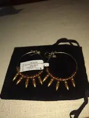 ALEX & ANI Champagne Glass & gold Spiked earrings nwt