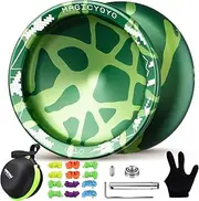 MAGICYOYO V10-Plus Dual Purpose Finger Spin Yoyo, Responsive Unresponsive Yo Yo with 12 Strings, Glove, Yo-yo Storage Case((Dark & Light Green)