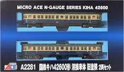 A2281 N Gauge National Railway Kiha 42600 Type Welding Car Body, Old Painted, Set of 2 Cars