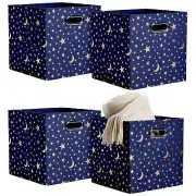 4 Pack Star Storage Cubes, Collapsible Foldable Fabric Organizer Baskets, 11 In