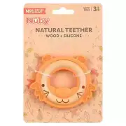 Nuby Natural Silicone and Wood Teether, Orange Tiger