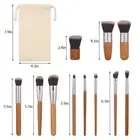 11pcs Bamboo Handle Cosmetic Foundation Blending Blush Powder Cream Makeup Brush