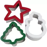 Christmas Cookie Cutter Set of 3, Christmas Tree/Star/Snowman for Kids to Mad...