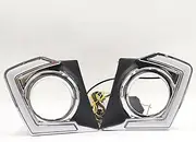 2Pcs Car LED Daytime Running Light Fog Lamp Cover Yellow Turn Signal Light DRL for Mitsubishi Triton L200 2015 2016-White Yellow