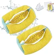 2 PCS Portable Reusable Shoe Washing Bags， Wrap-Around Washer and Dryer Zipper Storage Bag for All Types of Shoes