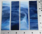 3086.30-4 WHITE, TURQUOISE, MIDNIGHT BLUE STREAKY 1"x 4" BULLSEYE GLASS 90 COE