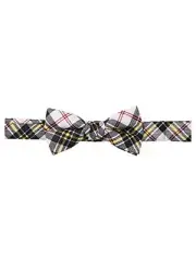 Boys' Royal Tartans Plaid Adjustable Pre-Tied Banded Bow Tie Black White