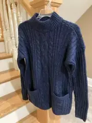 Abercrombie & Fitch NWT Size Small Navy Blue Donegal Fleck Cable-Knit Sweater