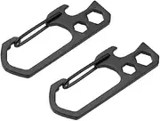 2 Pcs Carabiner Keychain Clips, Stainless Steel Carabiner Snap Hook Clips with Bottle Opener and Hex Key, Multifunctional Pocket EDC Keyring for Trveling Camping Hiking