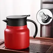 Frafuo 34 Oz （1000ml） Stainless Steel Thermos Coffee Carafe for Keeping Hot with Handle-Double Wall Insulated Coffee Carafe with Removable Tea Filter-Hot and Cold Coffee Pot with Lid-Tea Pot（Red）