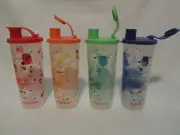 NEW TUPPERWARE Jackson Pollock Inspired Splatter 16 oz Tumbler-RARE SET-flip top