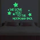 We Love You To The Moon & Back Star Glow In The Dark Luminous Wall Stickers Sets