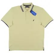Nautica Men's Tipped Cotton Casual Lifestyle Polo Shirt Mellow Yellow K0228B