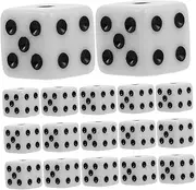 Yardwe 50pcs White Rounded Game Dice Set with Black Dots Six Sided Standard Dice for Board Games Classroom Activities Ktv and Party Fun