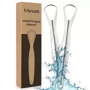 2x Tongue Scraper Cleaner Stainless Steel Dental Fresh Breath Cleaning Oral Care