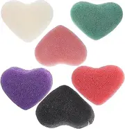 6Pcs Heart Shape Exfoliating Facial Sponges Konjac Face Scrubber for Gentle Cleansing Makeup Removal Durable Soothing Wash Puff